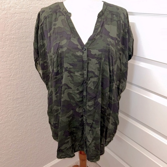 Torrid Camouflage Button-Up Blouse 4 - Picture 8 of 8
